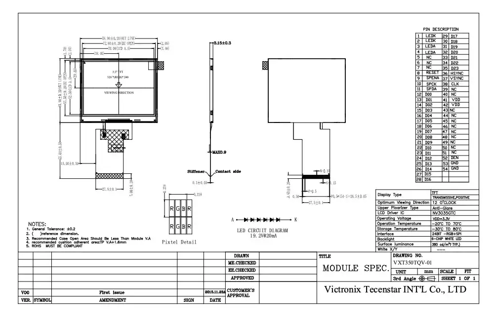 3.5 inch Capacitive Touch Screen